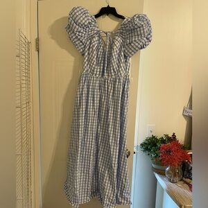 ANTONIO MELANI Blue Gingham Casual Dress
